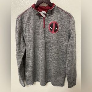Deadpool‎ Mens Size M. Marvel Gray 1/4 Zip Sweatshirt